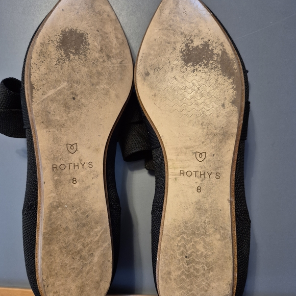 Rothy's Black Flats with Bow and Blue Trim - Picture 3 of 3